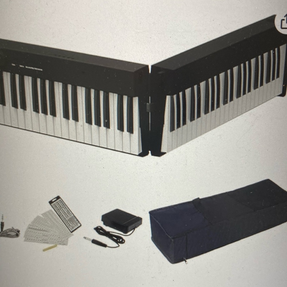 Foldable Black and White Electronic Keyboard with Accessories